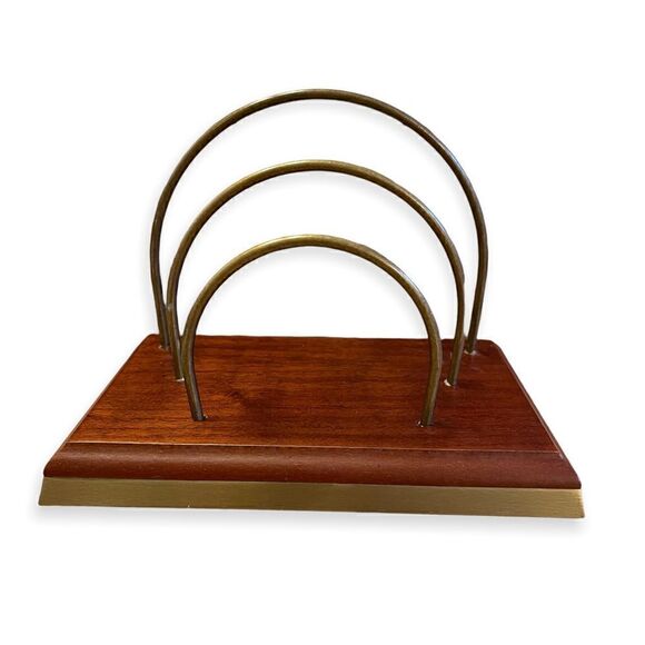 The Bombay Company Brass Arches & Trim Wood Letter Holder Vintage - Picture 1 of 16